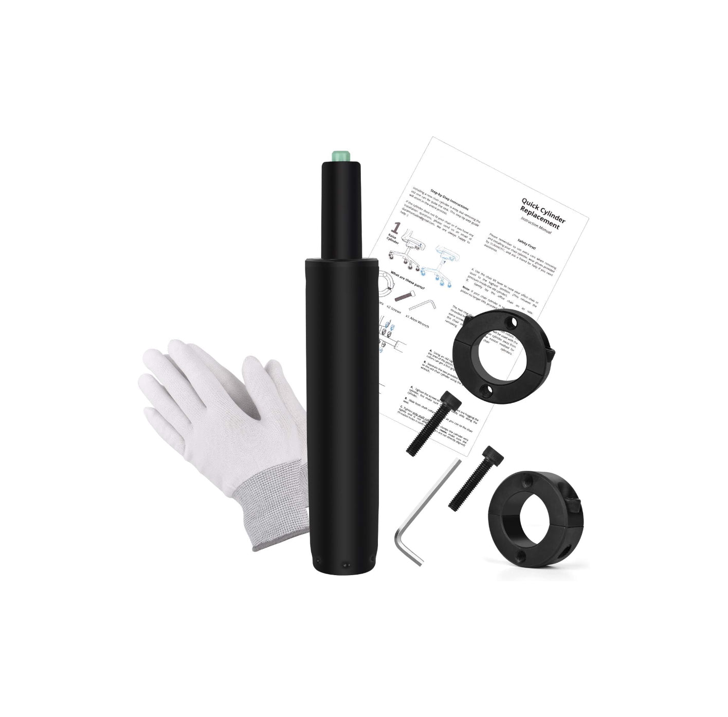 PM | Office Chair Cylinder Replacement - Gas Lift, Hydraulic Piston - Universal Fit for All Chairs - Heavy Duty, Adjustable Height - Includes Easy Removal Tool, Installation Instructions & Gloves