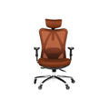 PM | Ergonomic Office Chair - Adjustable Desk Chair with Lumbar Support and Rollerblade Wheels - High Back Chairs with Breathable Mesh - Thick Seat Cushion, Head, and Arm Rests - Brown
