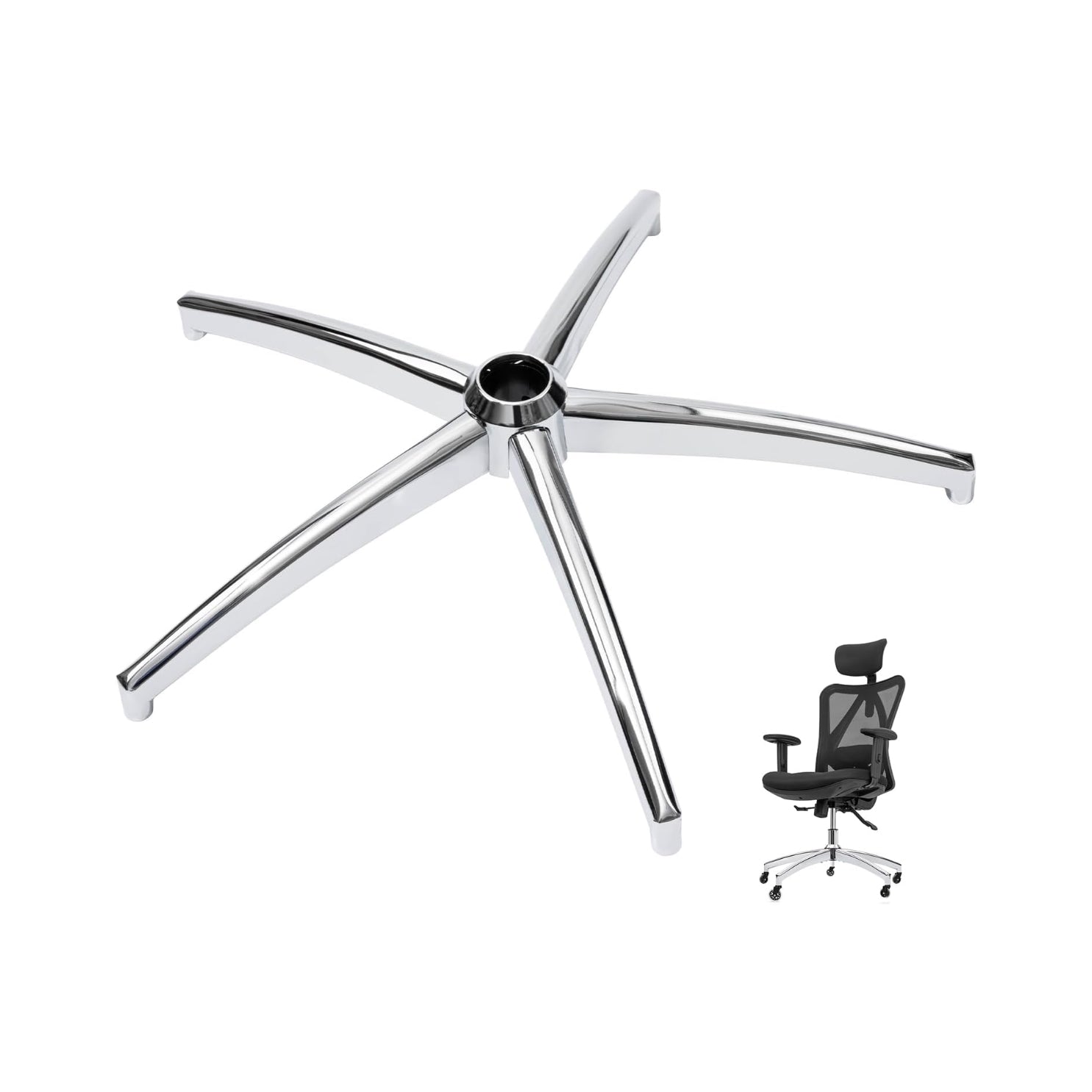 PM | Office Chair Base Replacement - 28 Inch Office Chair Base, Heavy Duty 2400 Lbs, Reinforced Metal Desk Chair Replacement, Universal Gas Cylinder Hole Caster Socket