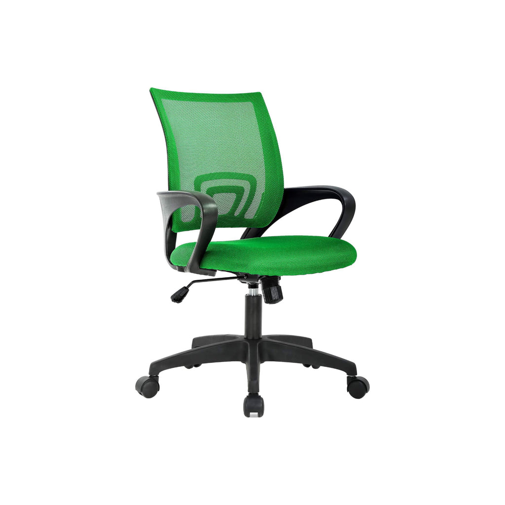 PM | Ergonomic Office Chair | Mid-Back Swivel Desk Chair | Breathable Backrest & Lumbar Support | Adjustable Height | Sponge Seat | Rolling Wheels | Green | for Adults & Women