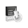 PM | Office Chair Wheels - Set of 5 Rollerblade-Style Casters, Smooth & Quiet Rolling, Protects Hardwood Floors & Carpets, Universal Fit, Durable and Long-Lasting - White